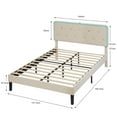 thumbnail image 7 of VECELO Upholstered Full Bed Frame with Headboard Adjustable, Velvet Platform Bed with LED Lights, Charging Station, Mattress Foundation with Wooden Slats, Noise Free, No Box Spring Needed, Beige, 7 of 7