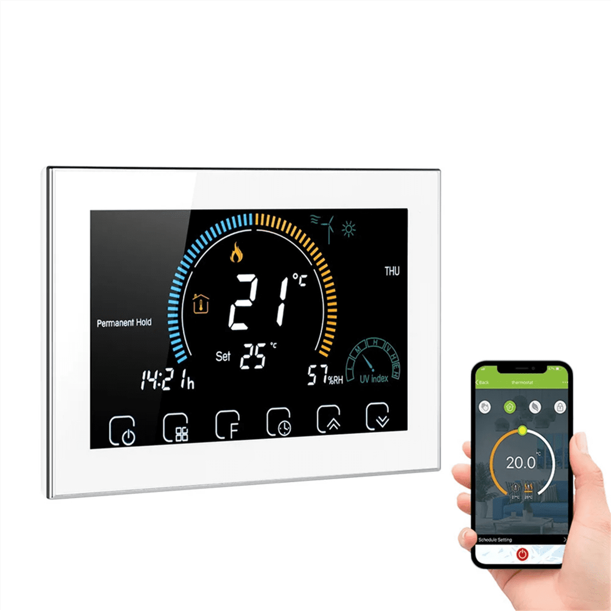 Smart Tuya Voice Control Smart Programmable Thermostat APP Control LCD Water/Gas Boiler Heating Black WiFi