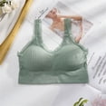 thumbnail image 2 of Bras for Women Plus Size Fashion Bra Solid Vest Camisole Breathable Push Up Tops Underwear V-Neck Back-Smoothing Bra Feature Hook and Eye Closure T-Shirt Bra Style Y-96 , Green, 2 of 2