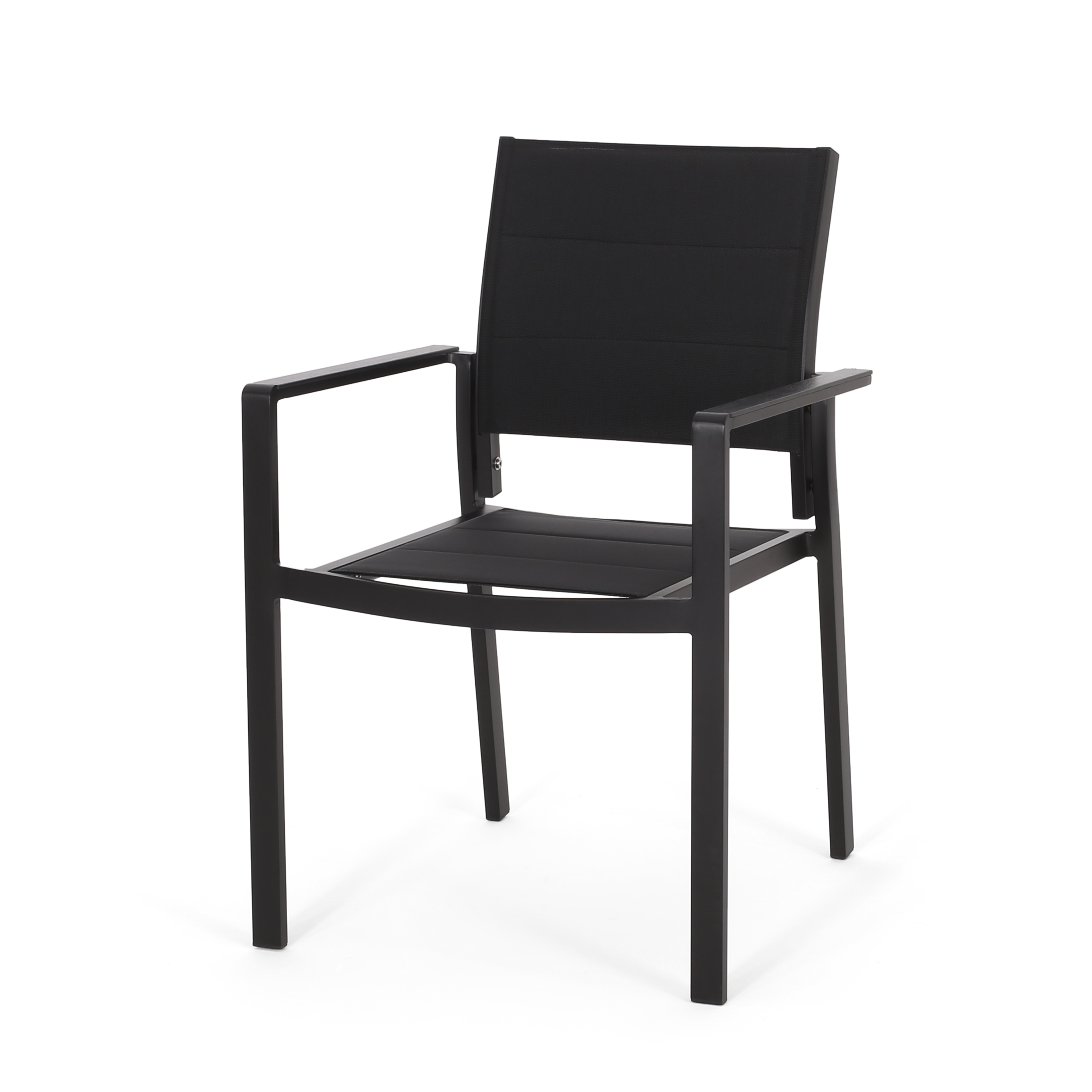 Outdoor Dining Chair Set of 2, Mesh Surface Aluminum Frame Seats for Patio Garden, Black