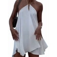 thumbnail image 3 of Women'S Mini Dress Halter Neck Sleeveless Tie Backless Swing Flowy Beach Dresses Summer Clothes White S, 3 of 9