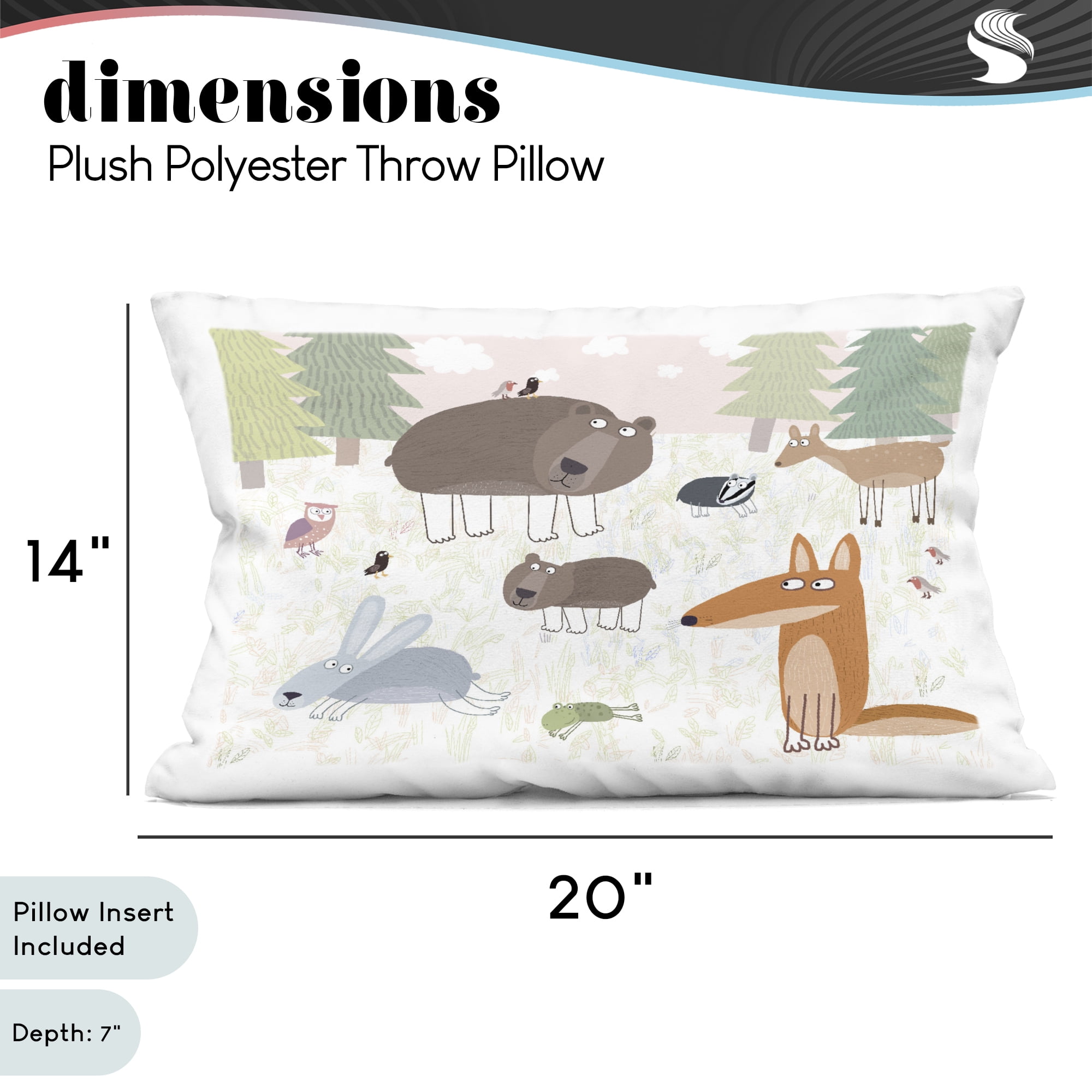 Stupell Industries Forest Animals Out and About Decorative Printed Throw Pillow, design by Carla Daly, 14 x 7 x 20