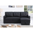 thumbnail image 4 of Howcool 82" Convertible Sleeper Sofa Bed, Pull-Out Couch with Reversible Storage Chaise, L-Shaped Sectional Couch with USB Charging, Linen Fabric Sofa for Small Living Room Apartment,Black, 4 of 7