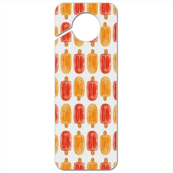Watercolor Summer Popsicle Pattern Plastic Door Knob Hanger Sign
