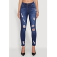 thumbnail image 4 of Womens WAX Distressed Frayed Skinny Jeans, 4 of 5