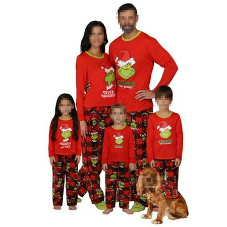 

Calsunbaby Parent Child Pajamas Set Long Sleeve Round Neck Tops Elastic Waist Long Printed Pants Sleepwear Nightwear for Adult Kids
