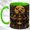 Green, variant on Mosaic Coven Coffee Mug, Bat Moon Mug, Ceramic 11 oz