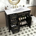 thumbnail image 2 of Euroco 36 Inch Bathroom Vanity with Sink, Black Single Sink Vanity with 4 Drawers (1 Flip Drawer), 2 Doors & Adjustable Shelf, Pinewood + MDF Cabinet with Ceramic Basin, Gold Metal Handles, 2 of 9