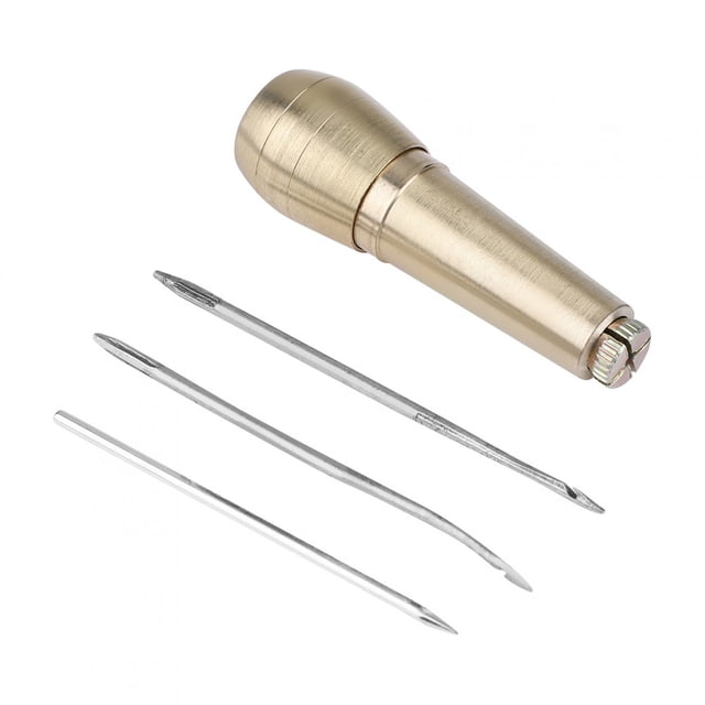 LYUMO 3 Copper Handle Sewing Awl Leather Shoe Repair Tool, Handle Needles Sewing Awl, Copper Handle Sewing