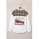 thumbnail image 2 of ABPHQTO Chaqueta vaquera con estampado gráfico navideño de retazos a cuadros blancos para mujer, 2 of 5
