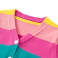 thumbnail image 3 of Spring Fall Kid Girls Rainbow Stripe Cardigan V Neck Button Sweater Coat(2-7T), 3 of 11