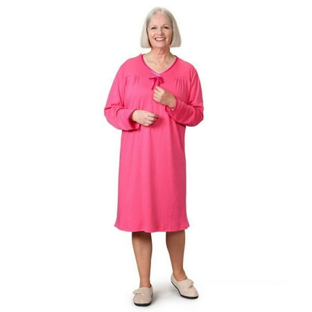 Silverts Adaptive Silverts-SV26120-SV14-M Antimicrobial Adaptive Open Back Hospital Nightgown Pink - Medium