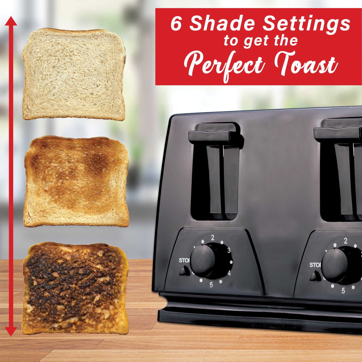 Brentwood 4-Slice Toaster, Black/Silver
