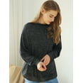 thumbnail image 2 of Doublju Womens Long Sleeve Wide Round Neck Casual Tunic Top With Plus Size, 2 of 4