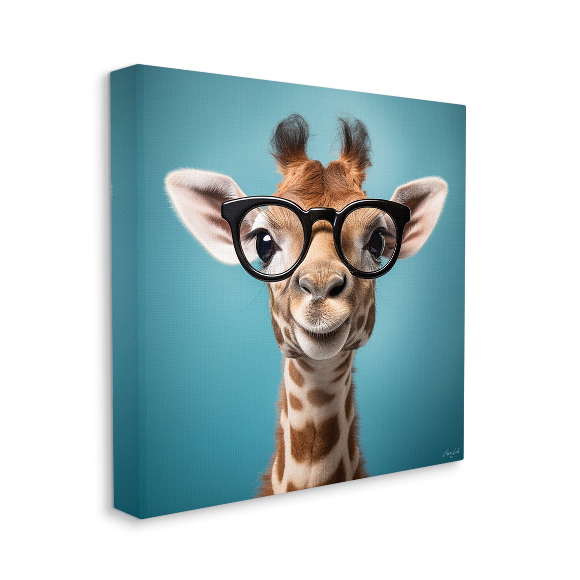 Stupell Industries Giraffe with Glasses Animals & Insects Painting Gallery Wrapped Canvas Art Print Wall Art, 30 x 30