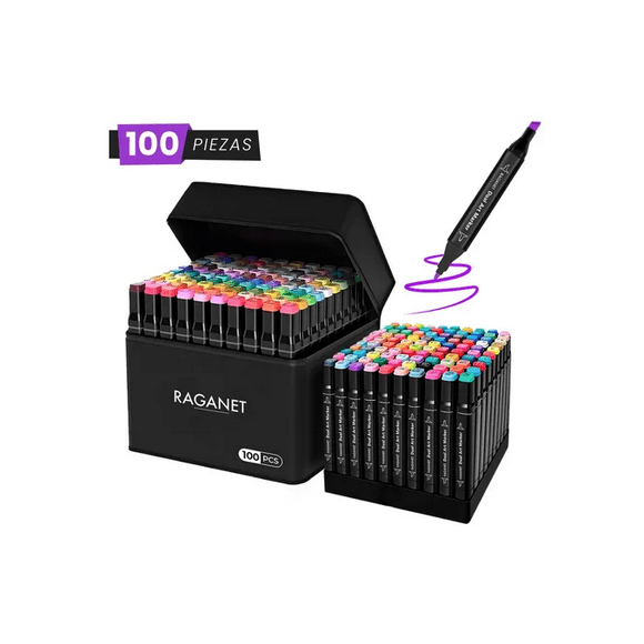 Marcadores Doble Punta Plumones Punta Pincel Xtellar multicolor100 Colors