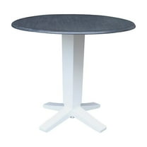 42" Solid Wood Round Dual Drop Leaf Dining Pedestal Table 36.3"High