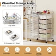 thumbnail image 5 of QRKD 15 Drawer Rolling Cart with Drawers, Storage Organizer Cart for Classroom Office School Teacher, Mobile Drawer Cart for Tools, Crafts, Small Printer, Clear, 5 of 18
