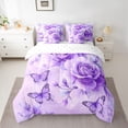 thumbnail image 2 of Manfei Cute Butterflies 7pcs Bedding Comforter Set,Flying Animal Queen Bedding Sets,Purple Flowers Queen Sheet Sets For Girls Kids,Super Cozy Room Decor, 2 of 8
