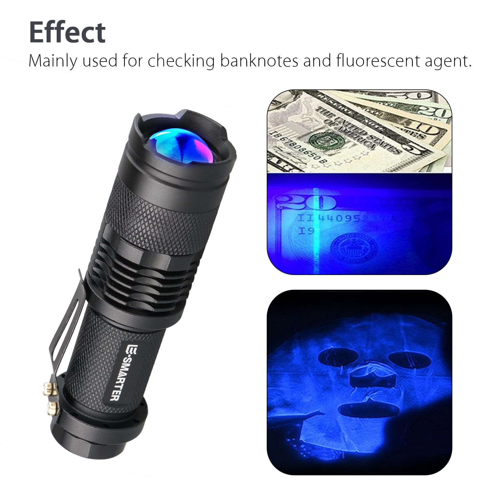 UV Flashlight Black Light Foooxmart 100 LED Ultraviolet Blacklight Flashlights Detector for Dog/Cat Urine & Stain Detection,Hunting Scorpions,Search for Bed Bugs and Fluorescer 