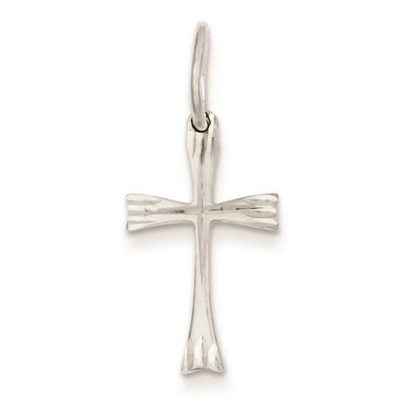 925 Sterling Silver Satin Finish Cross Charm Pendant 27mm x 12mm