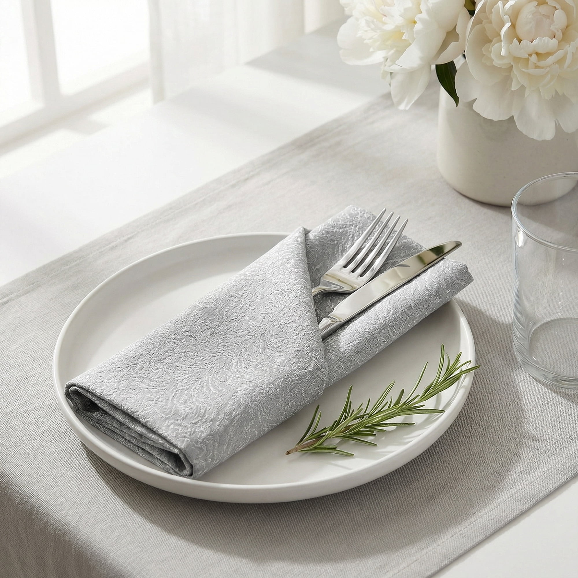 Unique Bargains 6Pcs Polyester Washable Cloth Napkins Light Gray 18x18inch