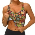 thumbnail image 3 of Pofeuu Hippie Peace Love Print Sports Bra for Women Sexy Vest Yoga Running Gym Fitness Crop Bras Tops-Large, 3 of 8