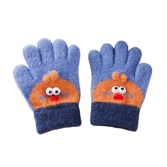Splozh Toddler Magic Stretch Mittens Kids Winter Gloves for Boys Girls Children Full Fingers Stretchy Warm Mittens Navy,3-6 Years