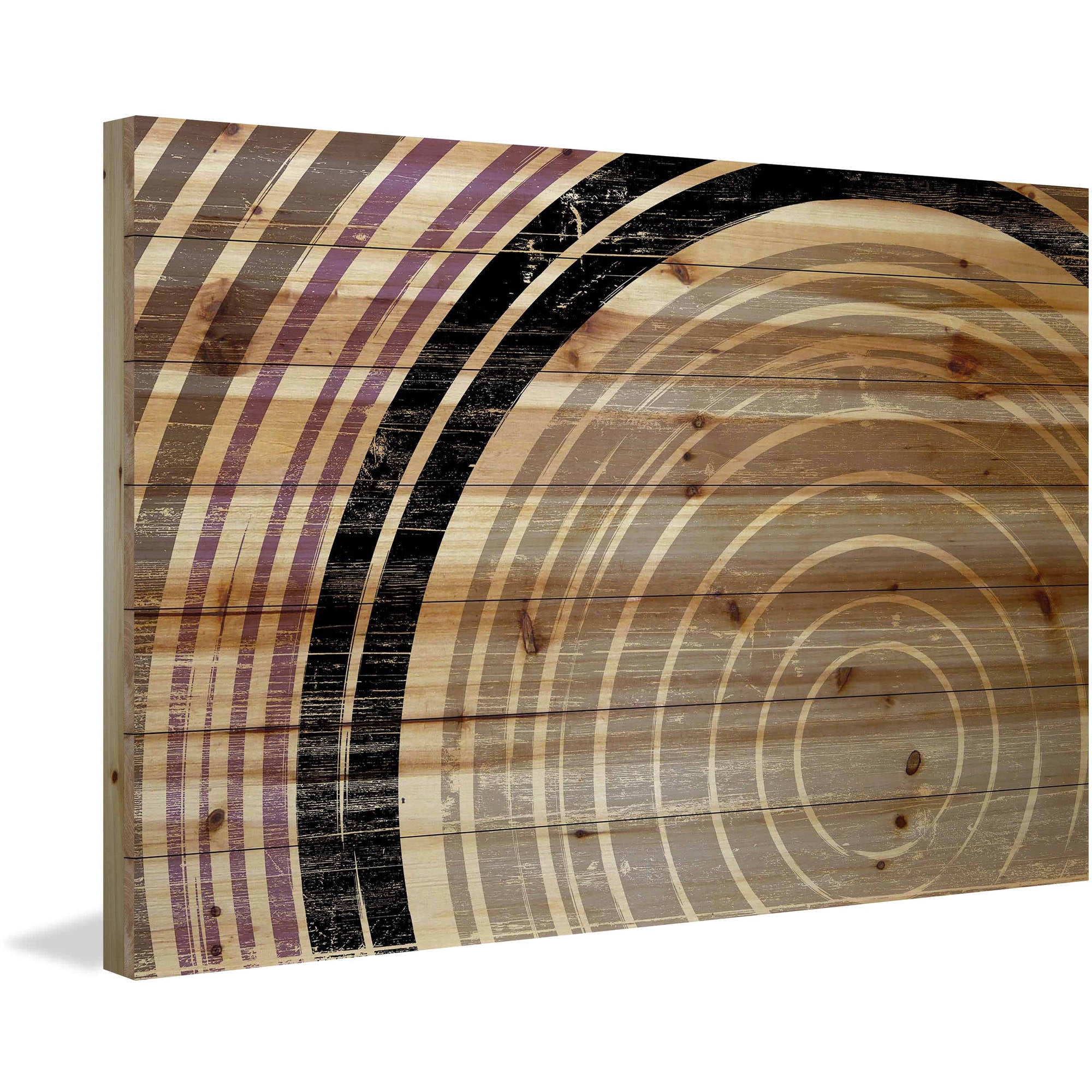 Marmont Hill - "Tan Rings" Painting Art Print On Natural Pine Wood, 36.0" x 1.5"