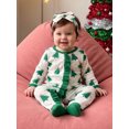 thumbnail image 3 of Cjfdfy Newborn Baby Girl Boy Christmas Footed Romper Christmas Tree Gingerbread Ribbed Knit Long Sleeve Footed Jumpsuit Headband Infant Cute My First Christmas Fall Winter Outfit  0-9M, 3 of 8