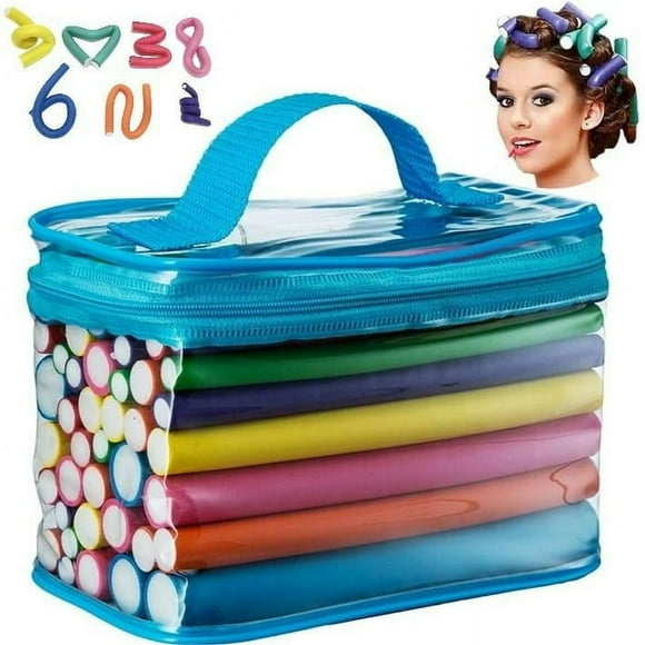 KEINXS Heatless Curlers 42Pcs Flexi Rods Natural Hair 7 Sizes Set Hair Sponge Foam Curler Set for Long Natural Hair Home Salon(Random Color)
