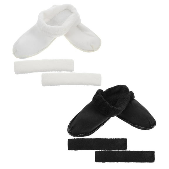 OUNONA 2Pairs Assorted Color Plush Fleece Footbed Inserts for Clogs Warm and Soft