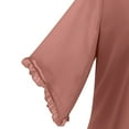 thumbnail image 6 of hotojiny Womens 3/4 Ruffle Sleeve Tops Solid Double Layer Chiffon Blouses Scoop Neck Flowy Tops Fashion Fall Shirt, 6 of 6