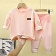 thumbnail image 2 of Odeerbi Infant Boys Girls Fleece Pajama Sets Fall Winter Thermal Pajamas Kids Long Sleeve Velvet Sleepwear Elastic Waist Long Pants Two-piece Lounge Set Infant Clothes Pink, 2 of 4
