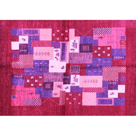 Ahgly Company Indoor Rectangle Abstract Pink Contemporary Area Rugs, 2' x 5'