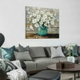thumbnail image 4 of Country Style Canvas Wall Art Teal Blue White Flower Rustic Wall Decor Art Hanging in Bathroom Living Room Room Office Fireplace Kitchen Decor, 4 of 5