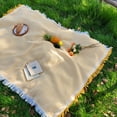 thumbnail image 1 of Typpkmm Portable Cotton Blend Picnic Mat with Tassel for Outdoor Camping 1Pcs, 1 of 7