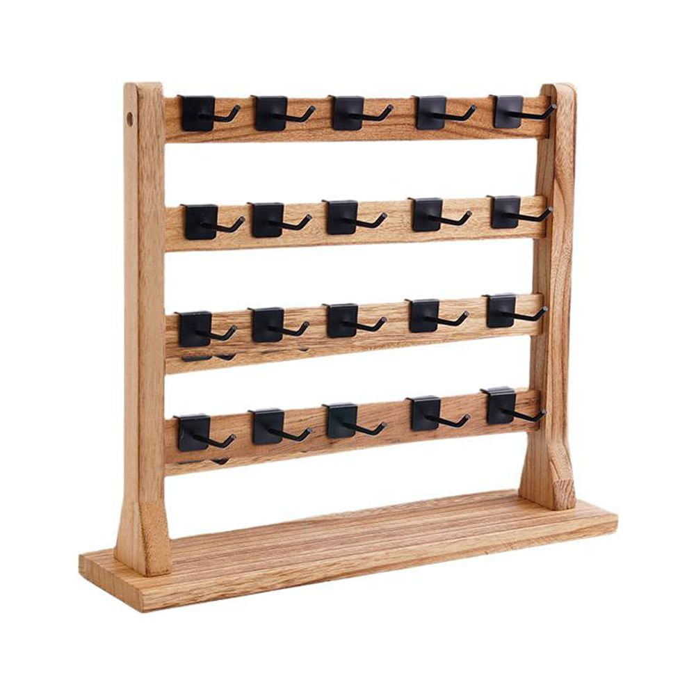 Support Mural Hexagonal Pour Bijoux En Bois - Organisateur Boucles D'oreilles Et Colliers - Déco élégante Pour Chambre Ou Dressing - 25x23,5 Cm