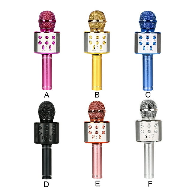 pitrice Microphone Karaoké Portable Compatible Bluetooth Micro à Main USB Fournitures de Chant à Domicile Électronique Rose