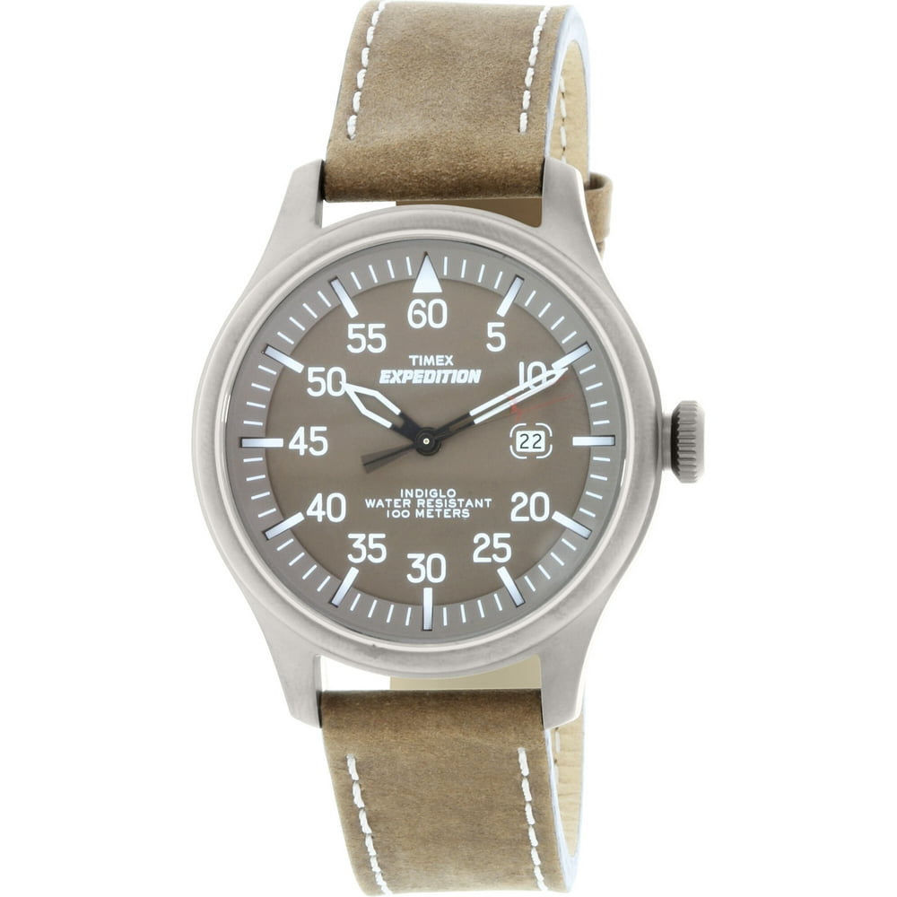 Timex - Men's Expedition Military Field Watch, Brown Leather Strap - Walmart.com - Walmart.com