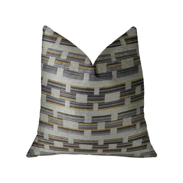 Plutus PBRAZ187-1616-DP Coussin de Luxe Fait Main Blanc & Gris&44; 16 x 16 Po.