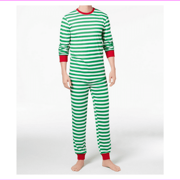 Family Pajamas Matching Men's Holiday Stripe Pajama Set Green S