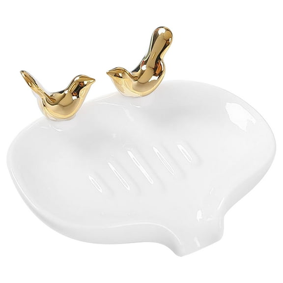 Masteelf  Ceramic Soap Dish Self Draining Bird Drainage Decorative White