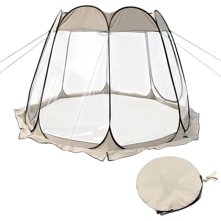 Pop Up Bubble Tent Waterproof Outdoor Instant Canopy Tent with Floor Mat & Top Cover 8 Person Screen House for Camping Party Patio Backyard & Sports Watching 360 Degree View Khaki