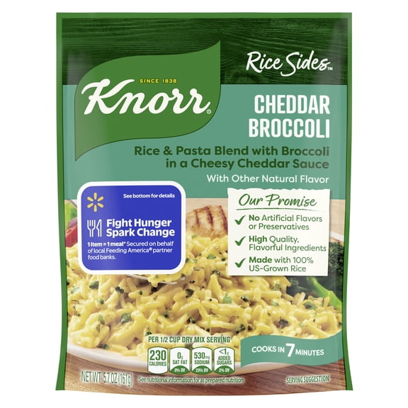 Knorr No Artificial Flavors Cheddar Broccoli Parboiled Instant Rice, 5.7 oz Regular Pouch