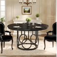 thumbnail image 6 of Fnova 47.24" Modern Round Dining Table for 4 with Wood Tabletop, Kitchen Table for Dining Room, Black, 6 of 11