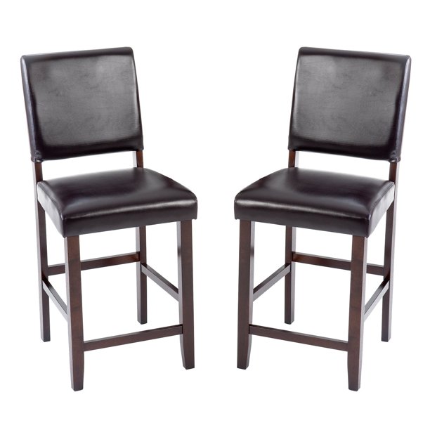 Imagio Home Loft Faux Leather Counter Stools 24", Set of 2, Chocolate
