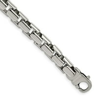 Auriga Fine Jewelry Stainless Steel Polished 8.5 inch Square Link Men's Bracelet