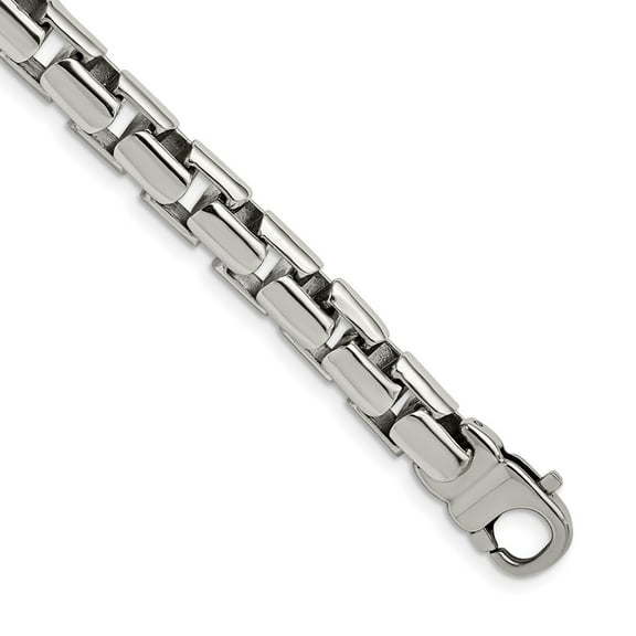 Auriga Fine Jewelry Stainless Steel Polished 8.5 inch Square Link Men's Bracelet