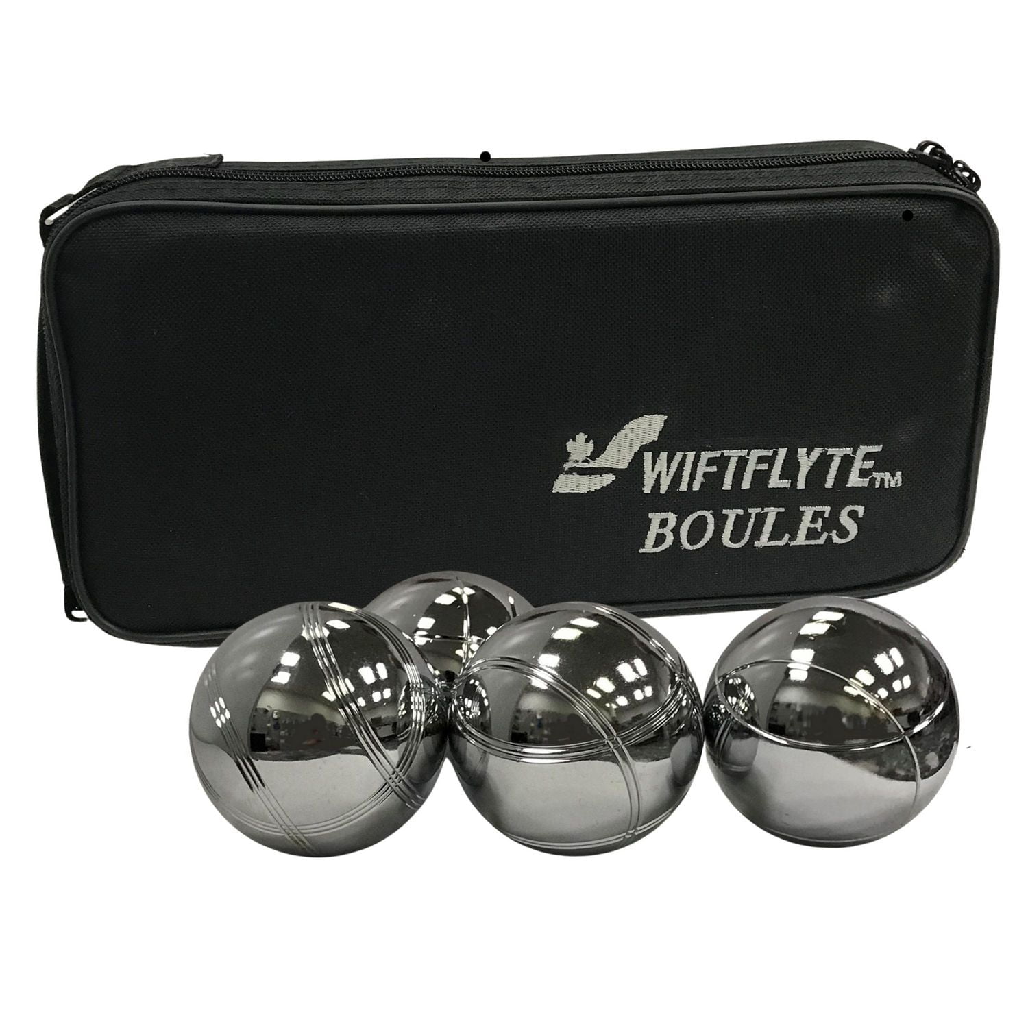 Ensemble de Pétanque Swiftflyte Advanced en Acier, Boules en Acier Chromé avec Cochonnet et Étui de Transport en Nylon